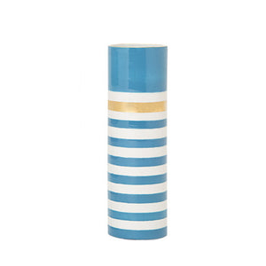 Lucky Stripe #9 Skinny Vase- Egyptian Blue