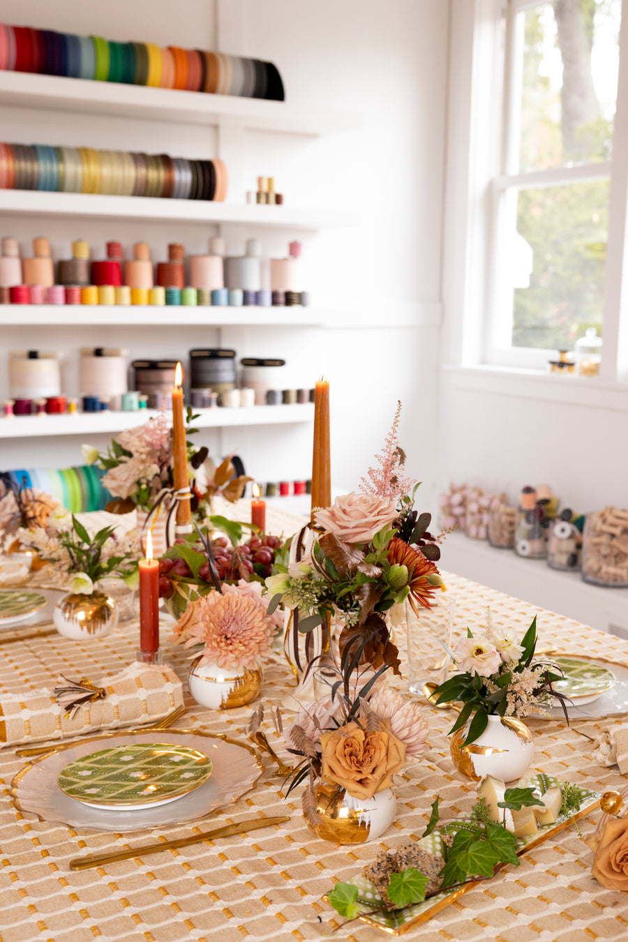 Hopsack Tablecloth with Hand Knotted Fringe- Honey
