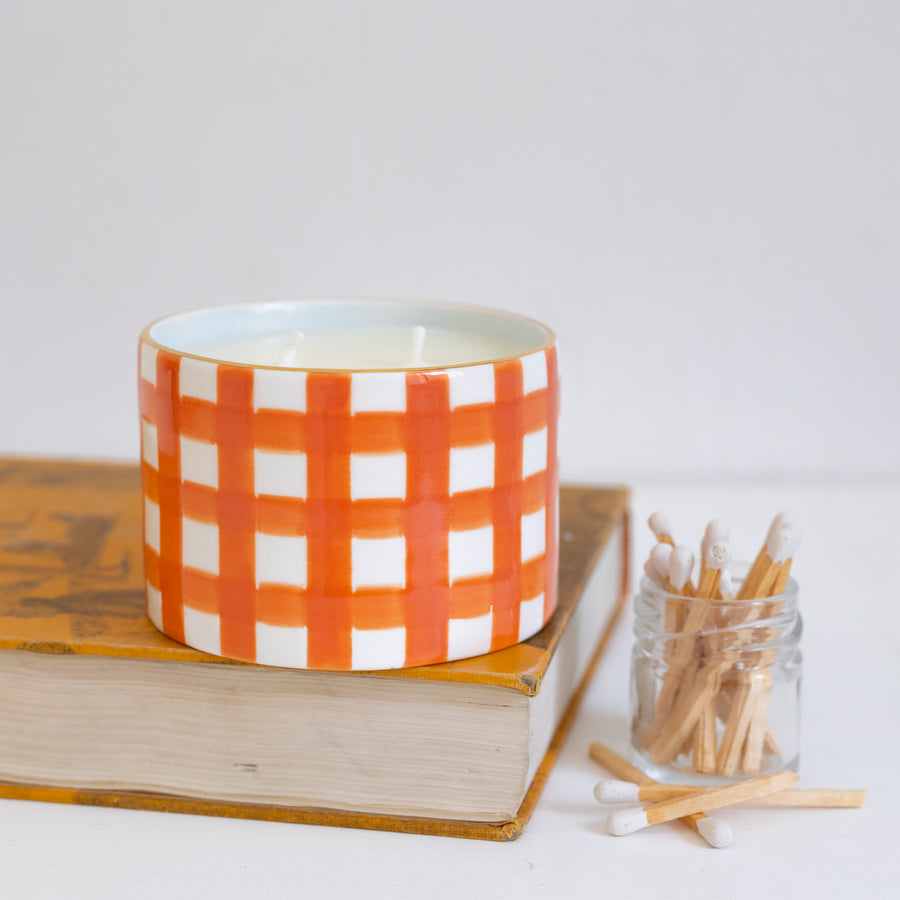 Sea Salt Sage Candle in Tracy Gingham
