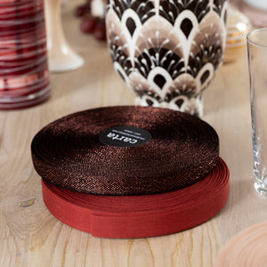 Metallic Cotton Ribbon- Black & Copper