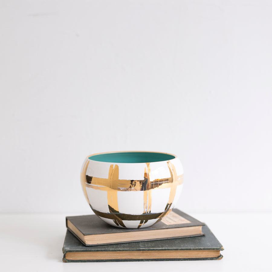 Small Belly Bowl in Gold (Lagoon Interior)