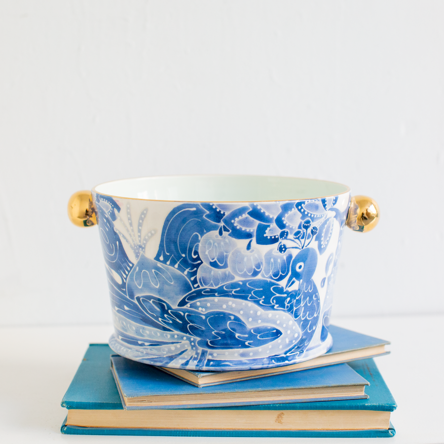 Le Bird Cache Pot in Indigo
