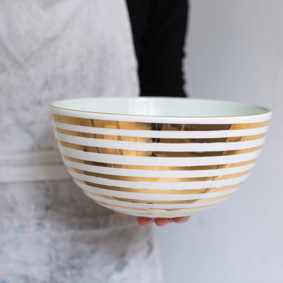 Slinky Stripe Large Bowl in Gold