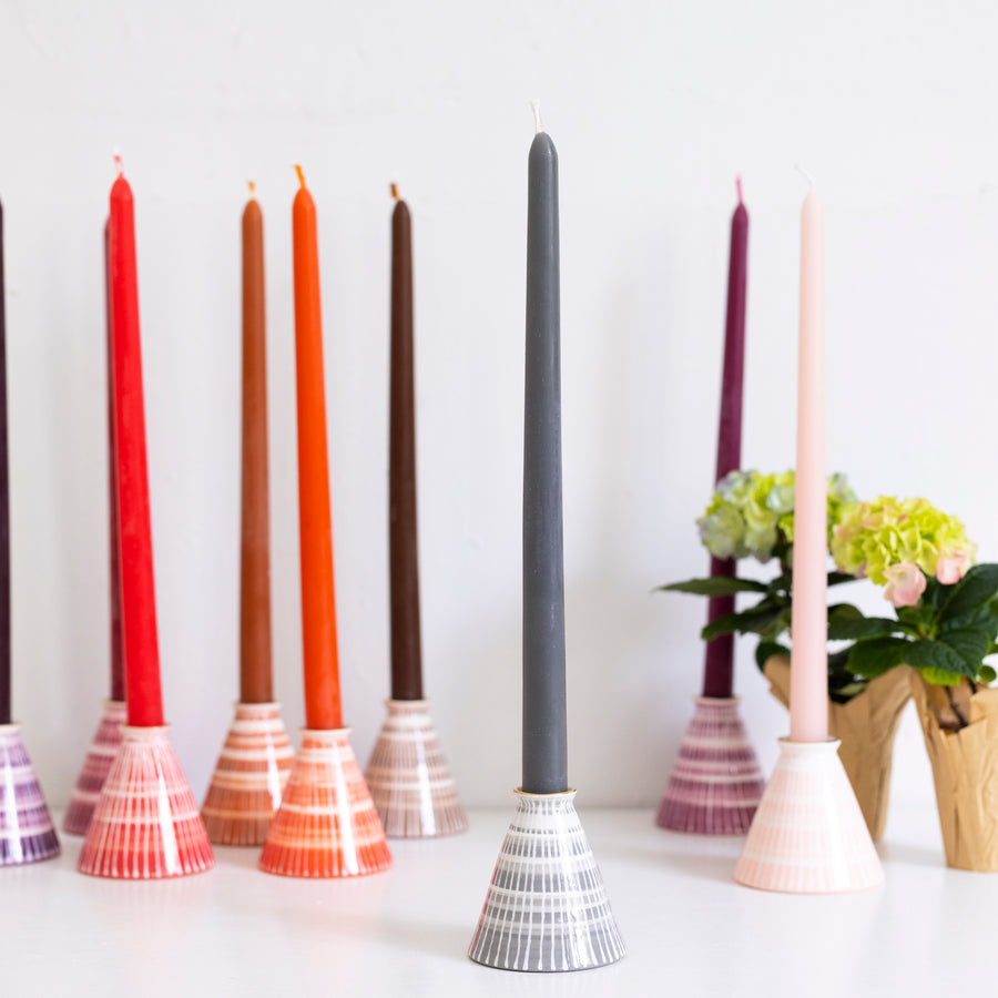 Candlestick and Tapers- Gray