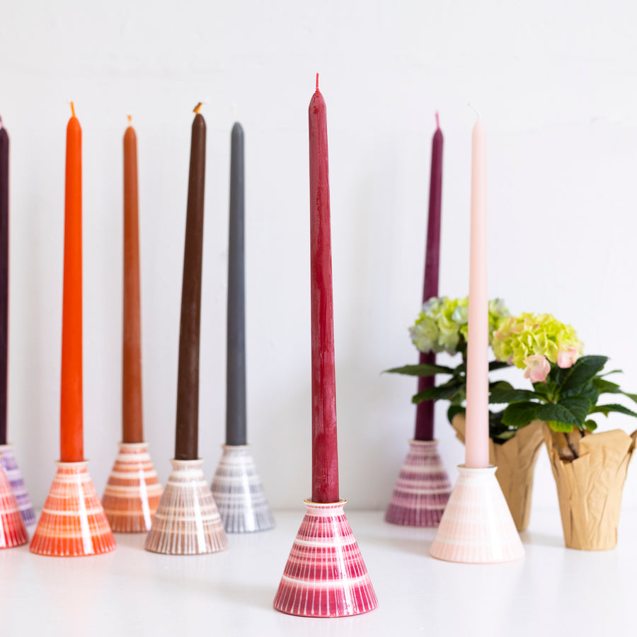 Candlestick and Tapers- Rose