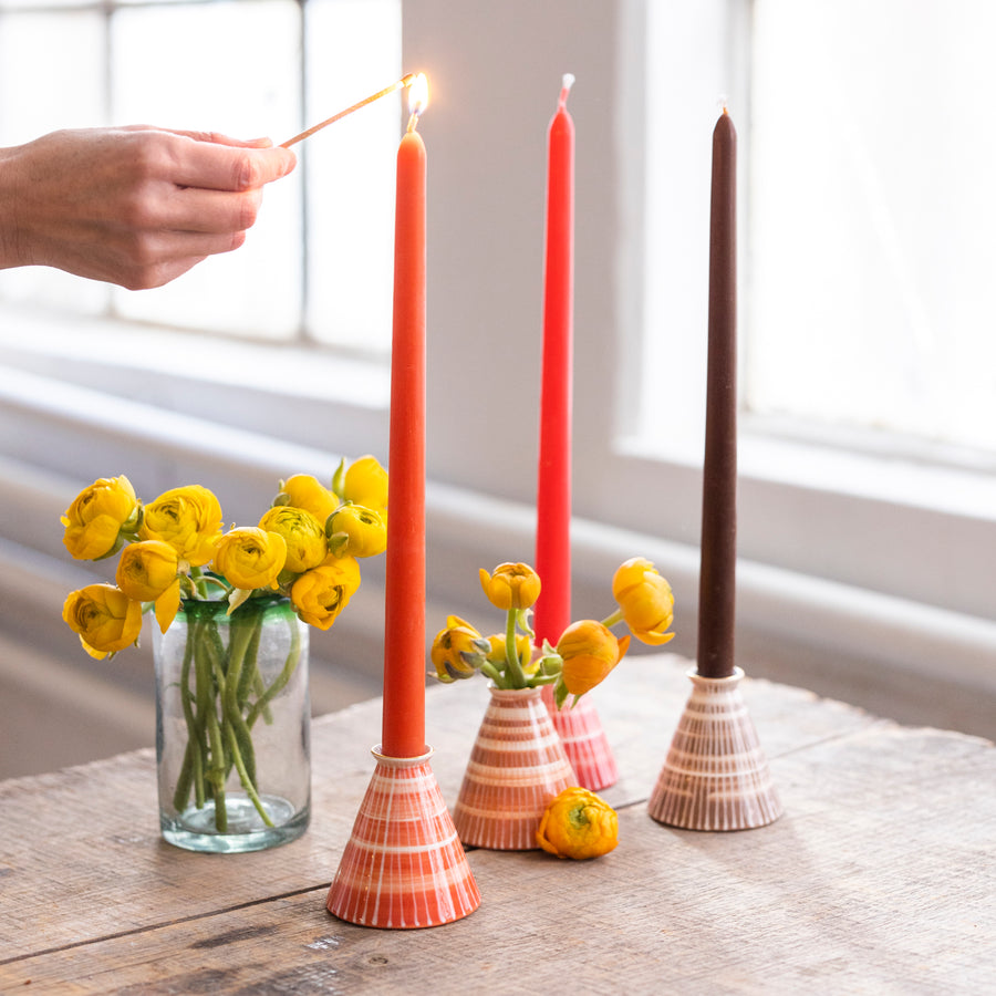 Candlestick and Tapers- Coral